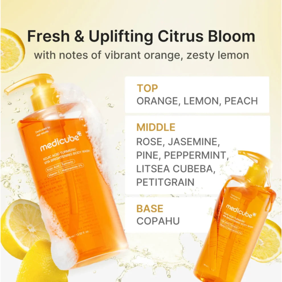 MEDICUBE - Kojic Acid Turmeric Vita Brightening Body Wash | Gel de Ducha Unificador de Tono