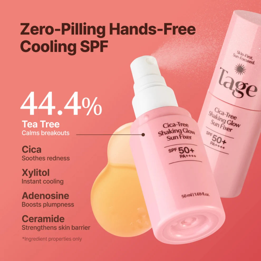 TAGE - Cica-Tree Shaking Glow Sun Fixer SPF50+ PA++++ - Protector Solar en Spray + Fijador