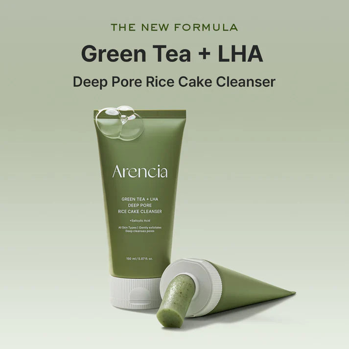 ARENCIA - Green Tea + LHA Deep Pore Rice Cake Cleanser | Limpiador con ácido salicílico 150ml