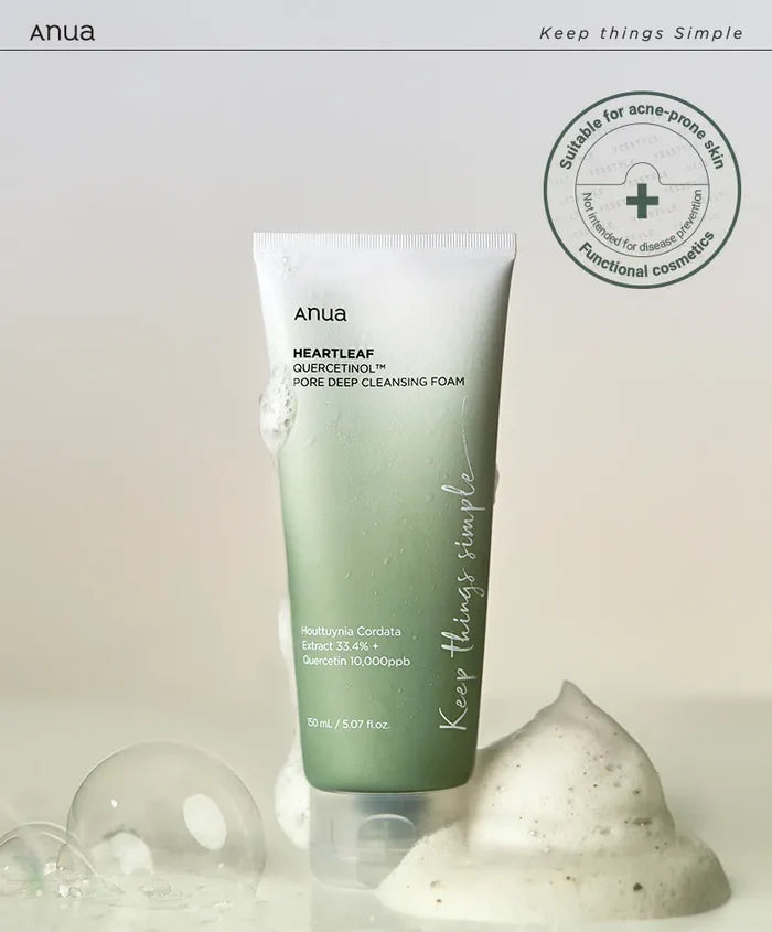 ANUA - Heartleaf Quercetinol Pore Deep Cleansing Foam | Limpiador exfoliante para control de poros y ácne