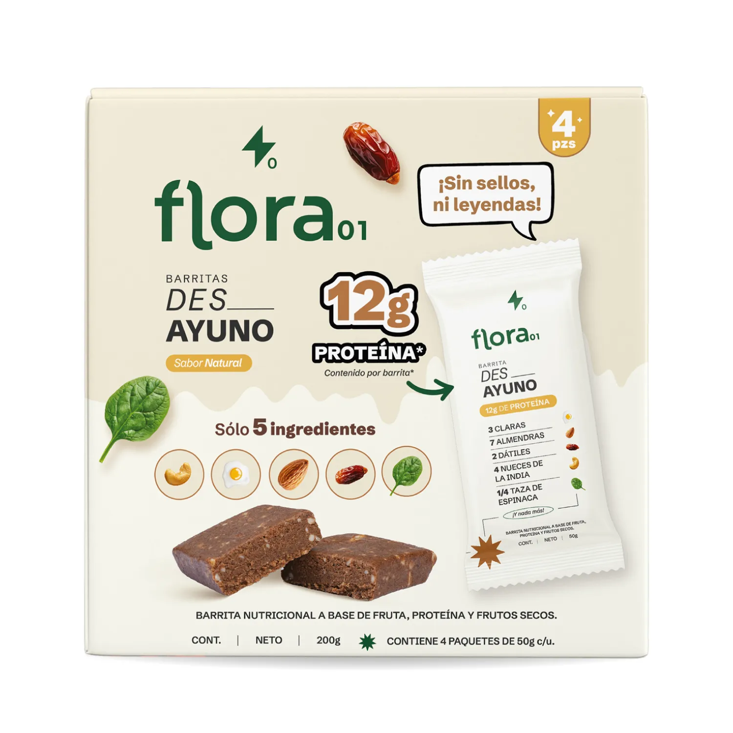 FLORA - Caja de Barritas de Proteína Des_Ayuno