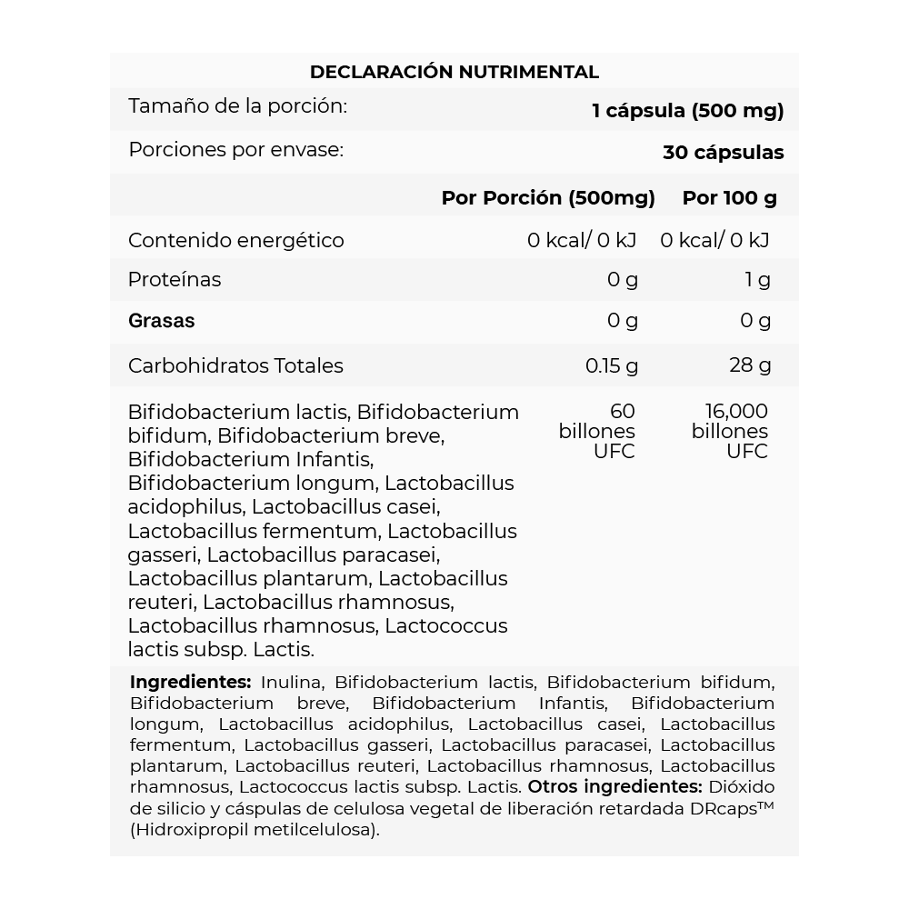 FLORA - Simbiótico diario | Probióticos 60B15S