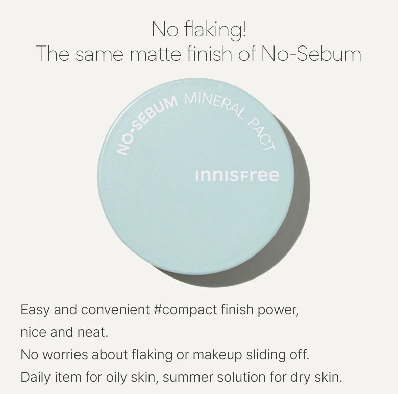 Innisfree - NO sebum mineral pact | Polvo compacto mineral anti grasa y brillo