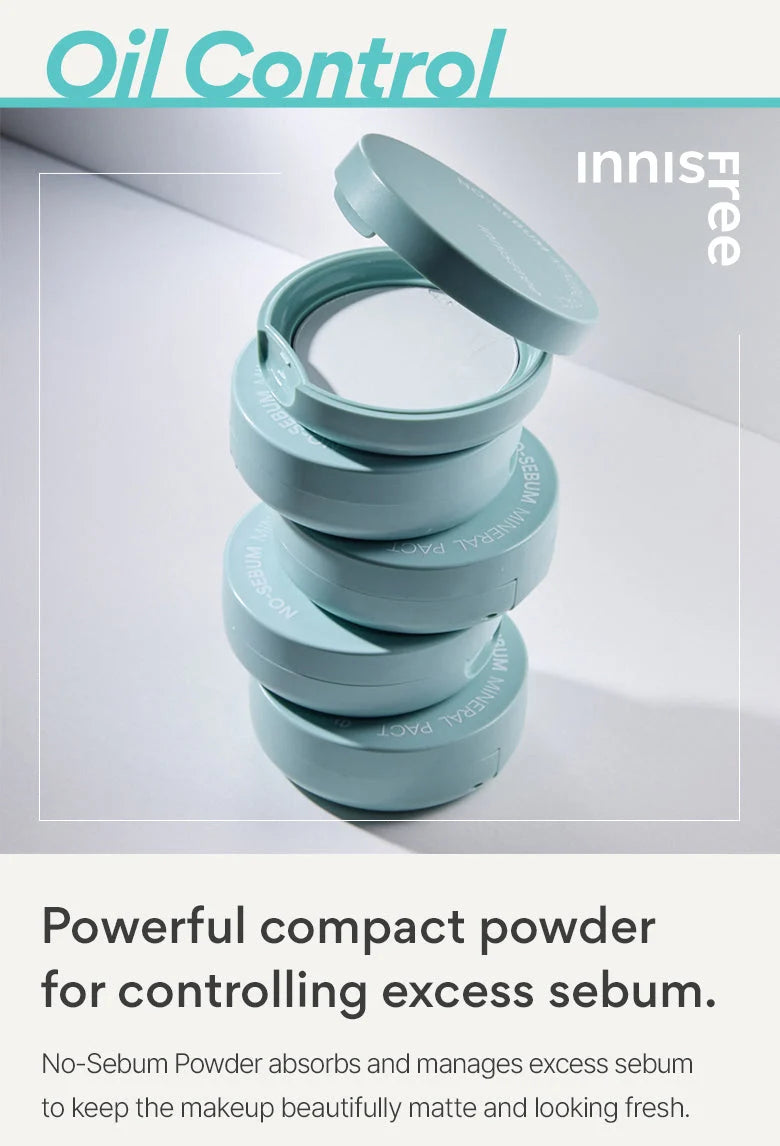 Innisfree - NO sebum mineral pact | Polvo compacto mineral anti grasa y brillo