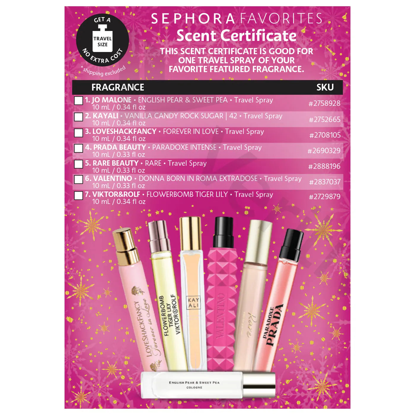 Sephora Favorites - Travel Spray Perfume Sampler Set w/ Redeemable Voucher | Set de perfumes que incluye un TRAVEL SIZE a elección SIN COSTO extra