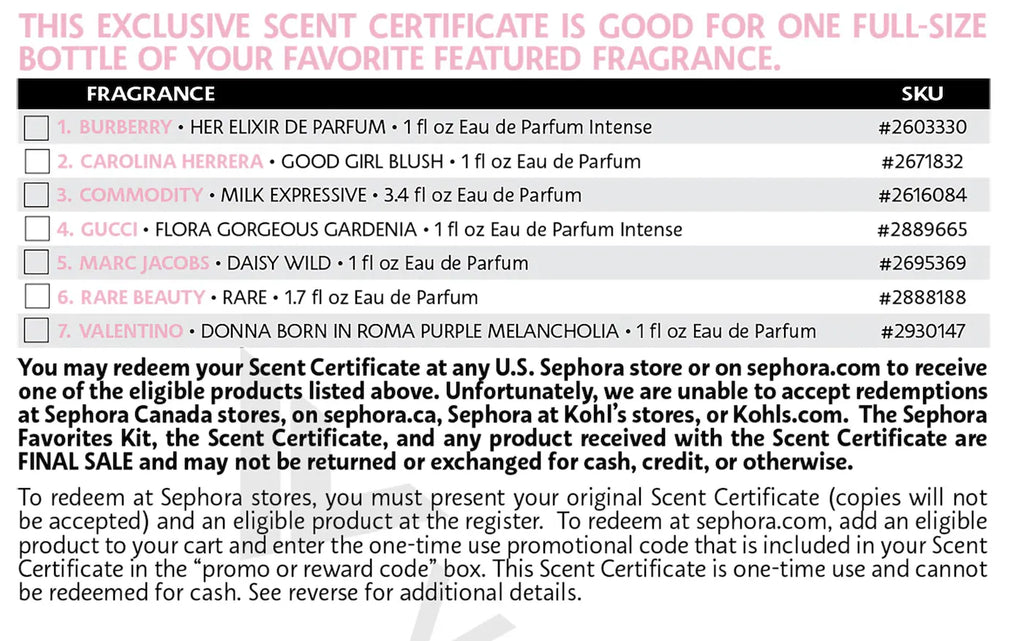 Sephora Favorites - Women's Perfume Sampler Gift Set w/ Redeemable Voucher