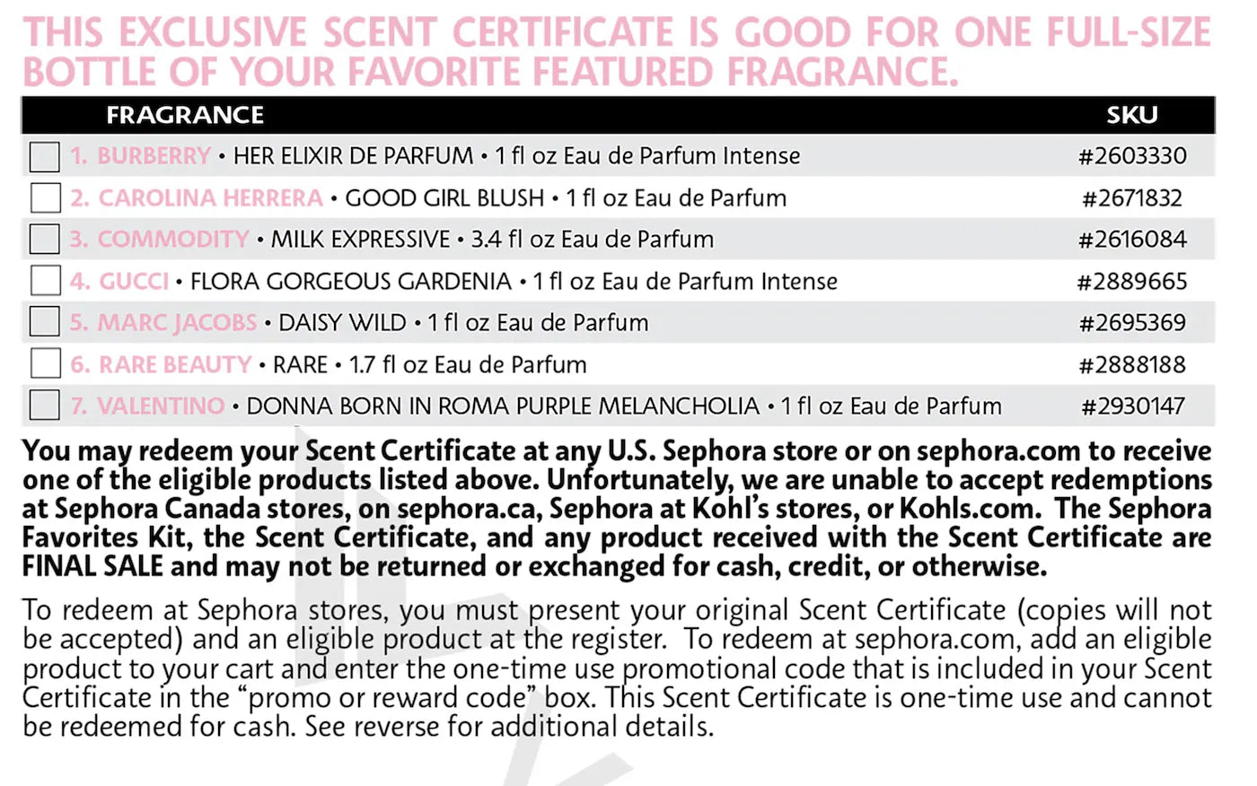 Sephora Favorites - Women's Perfume Sampler Gift Set w/ Redeemable Voucher