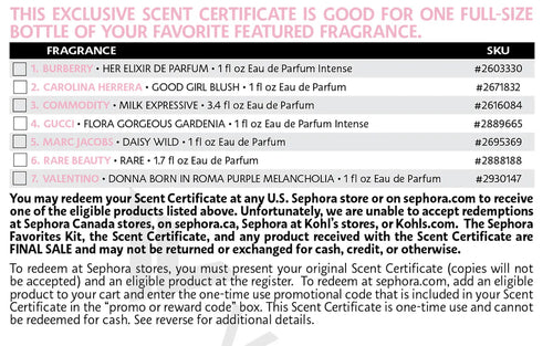 Sephora Favorites - Women's Perfume Sampler Gift Set w/ Redeemable Voucher