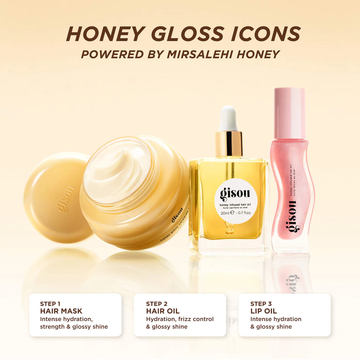Gisou - Honey Glow Icons Hair & Lip Set