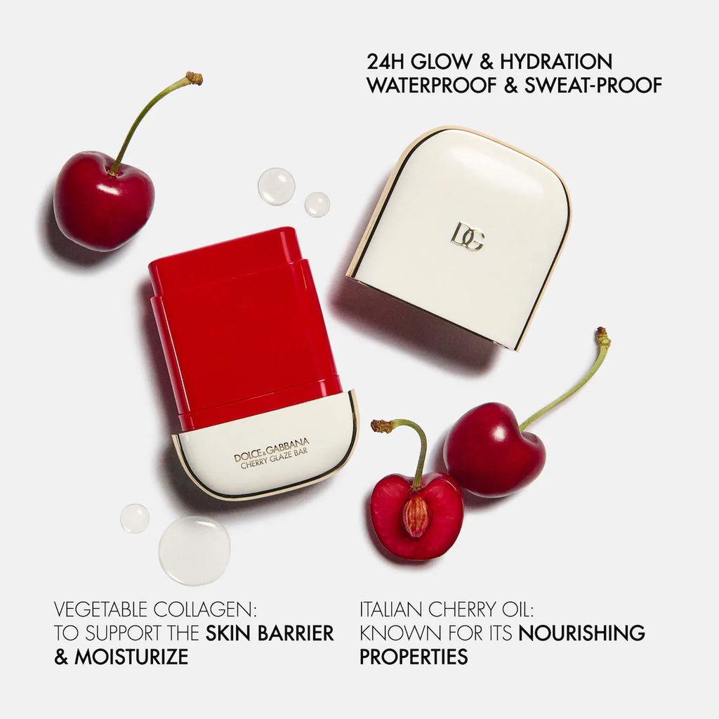 DOLCE & GABANNA - Cherry Glaze Bar 24H Lasting Glow & Waterproof Cream Blush Stick with Vegan Collagen | Blush en stick